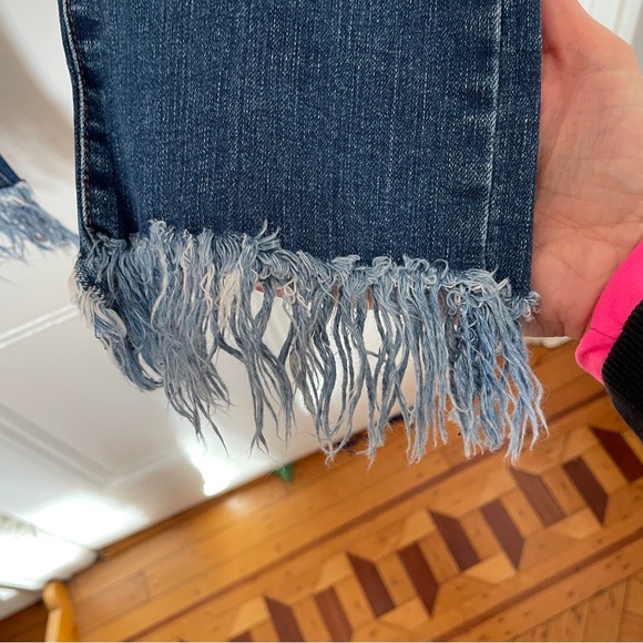 Topshop Moto Dree Cropped Blue Jeans with Frayed Hem - Picture 3 of 9